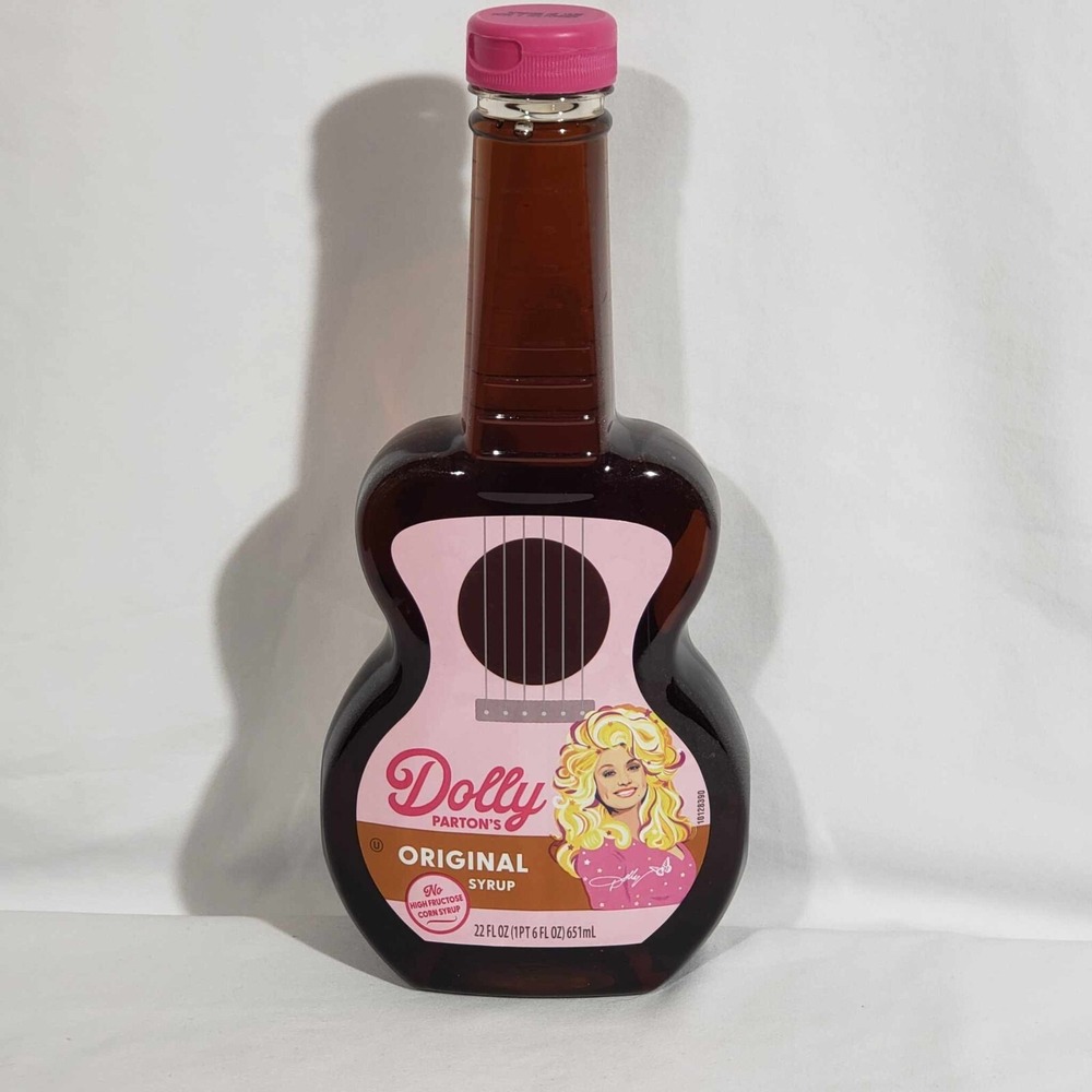 Dolly Parton Guitar Shaped Pancake Syrup 22 oz Plastic Bottle New Full-Sealed